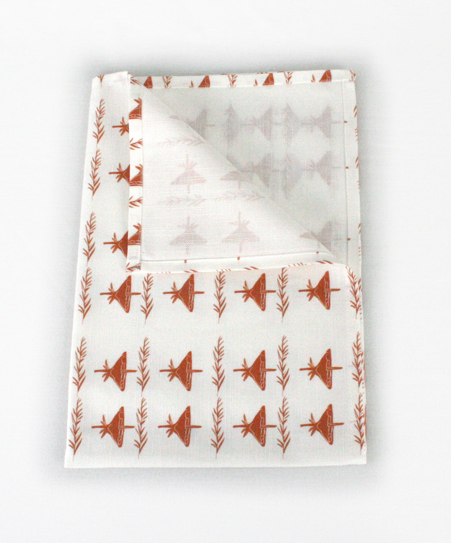 Kökshandduk Skogsbryn Bomull Vit Terrakotta 70×50cm, detaljbild