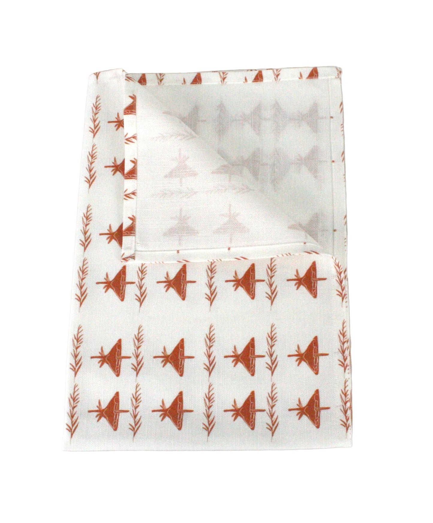 Kökshandduk Skogsbryn Bomull Vit Terrakotta 70×50cm, detaljbild