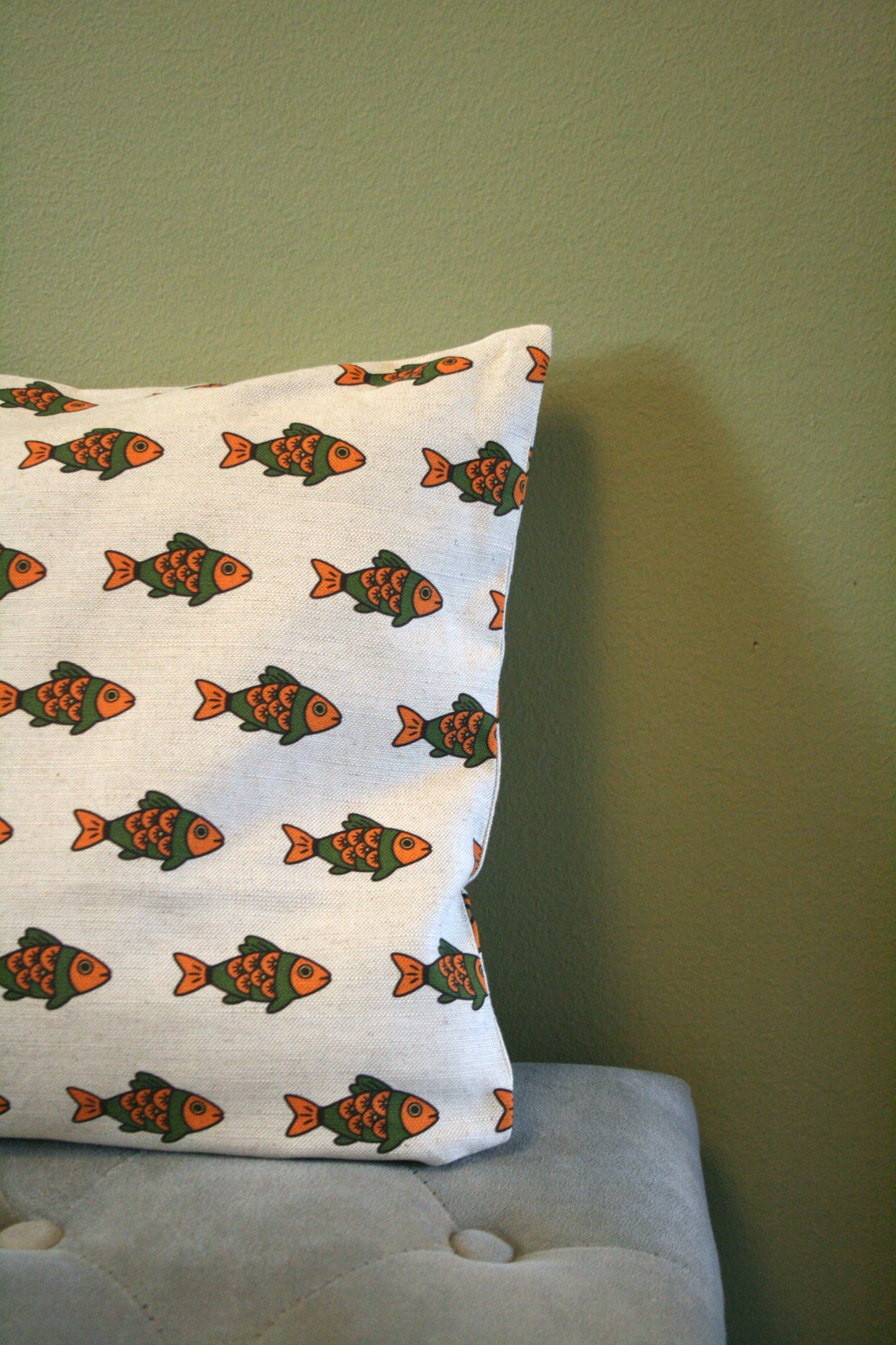 Kuddfodral Fiskis Mönster Linneblandning 40x40cm, miljöbild