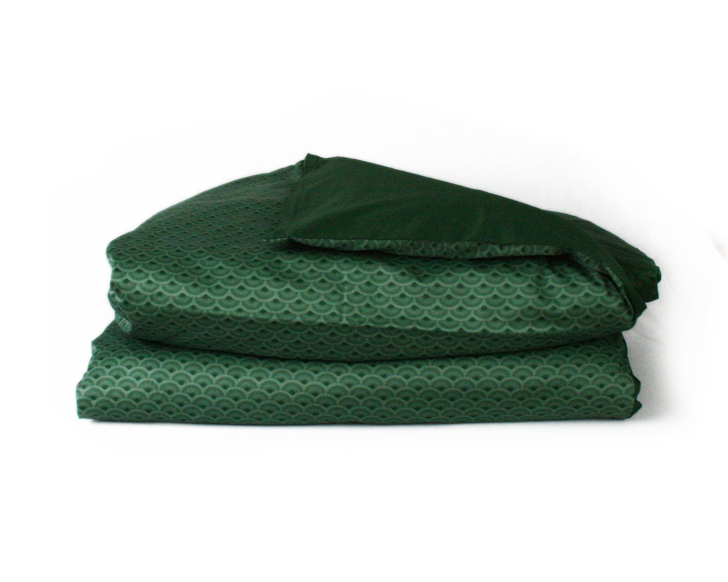 Påslakanset Vågor Bomullssatin Skogsgrön 210×150 cm, detaljbild