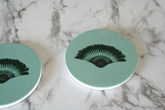 Två stycken Solfjäder underlägg närbild