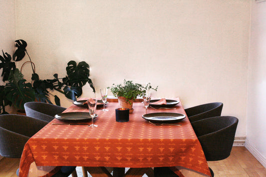 Bordsduk Skogsbryn Bomull Terrakotta, miljöjbild