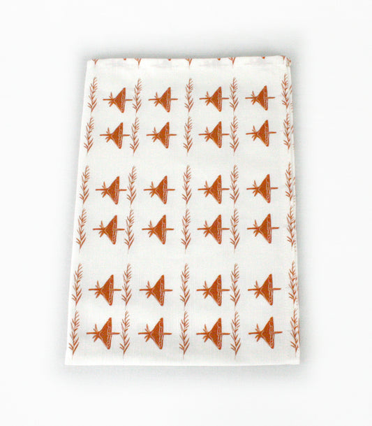 Kökshandduk Skogsbryn Bomull Vit Terrakotta 70×50cm (Set om 2)