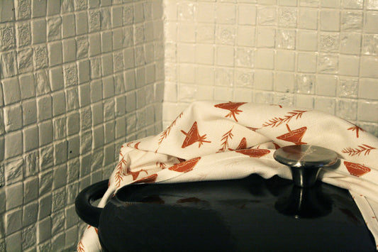 Kökshandduk Skogsbryn Bomull Vit Terrakotta 70×50cm, miljöbild