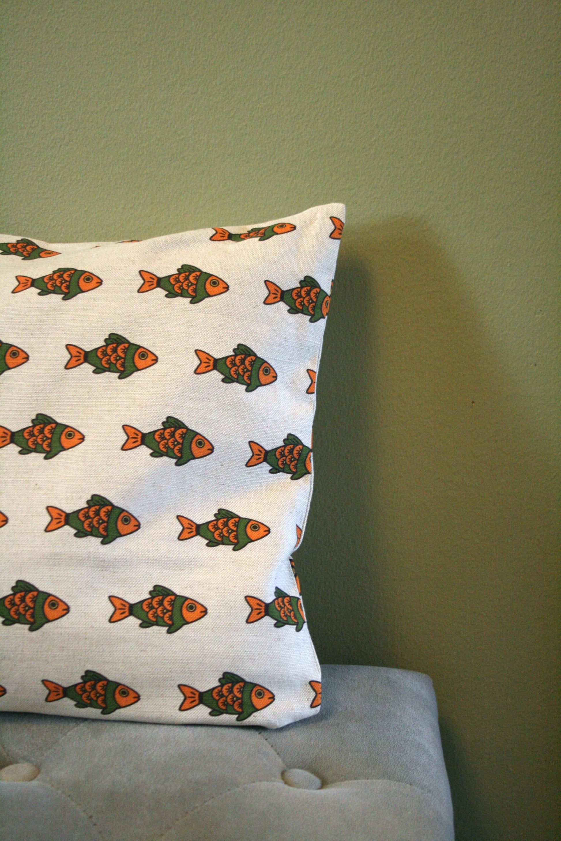 Kuddfodral Fiskis Mönster Linneblandning 40x40cm, miljöbild