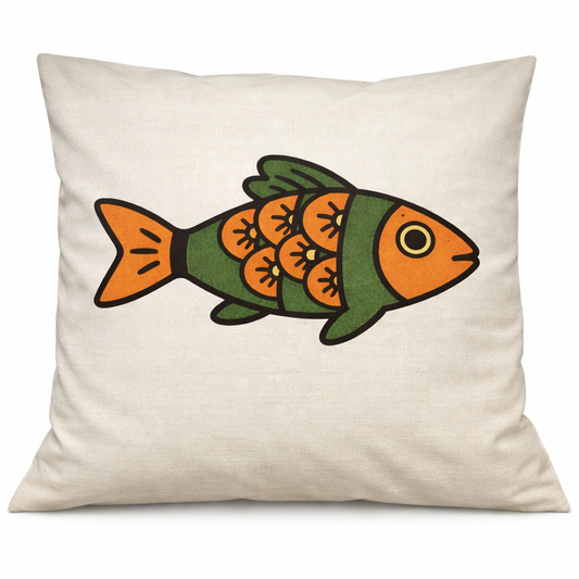 Kuddfodral Fiskis Motiv Linneblandning 40x40cm