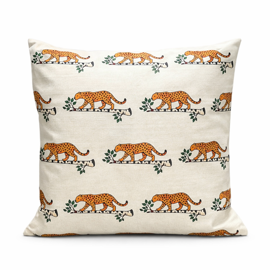 Kuddfodral Leopardis Mönster Linneblandning 40x40cm