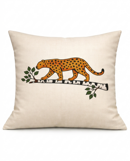 Kuddfodral Leopardis Motiv Linneblandning 40x40cm