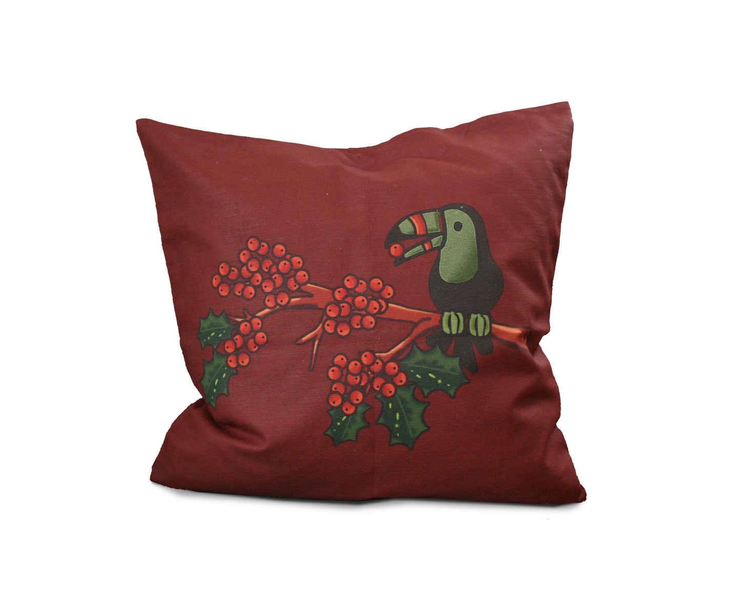 Kuddfodral Rönnbär Linneblandning Burgundy 50x50cm