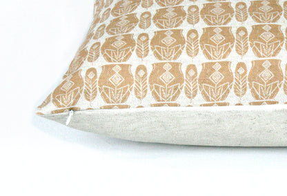 Kuddfodral Rytm Linneblandning Terrakotta Vit Detaljbild 40 x 40