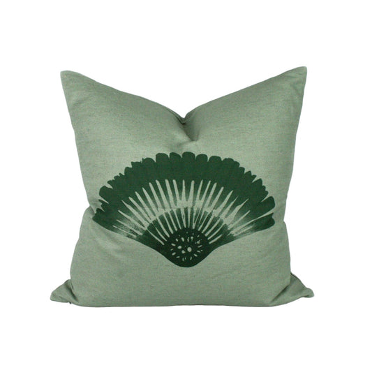 Kuddfodral Solfjäder Linneblandning Salviagrön 50 x 50