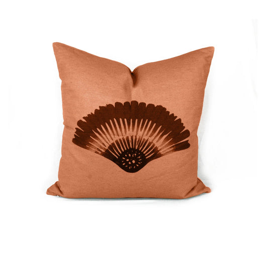 Kuddfodral Solfjäder Linneblandning Terrakotta 50 x 50