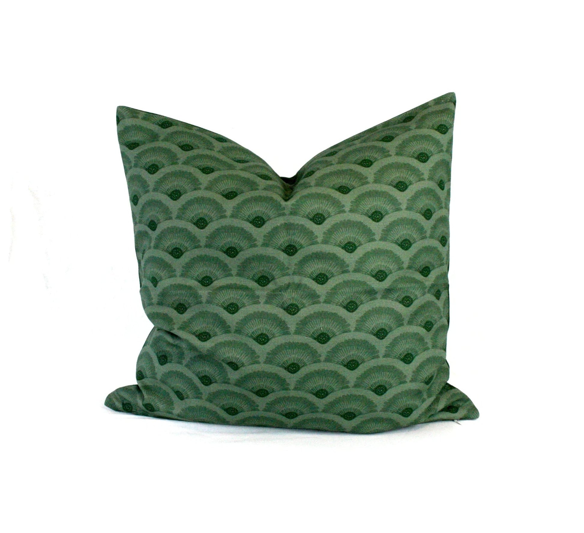Kuddfodral Vågor Linneblandning Skogsgrön 50x50