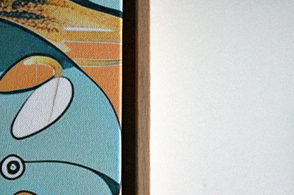 Monstera Canvas Tavla Nordisk Tavla 30×30 - närbild på canvas-textur och färgdetaljer i teal och terrakotta