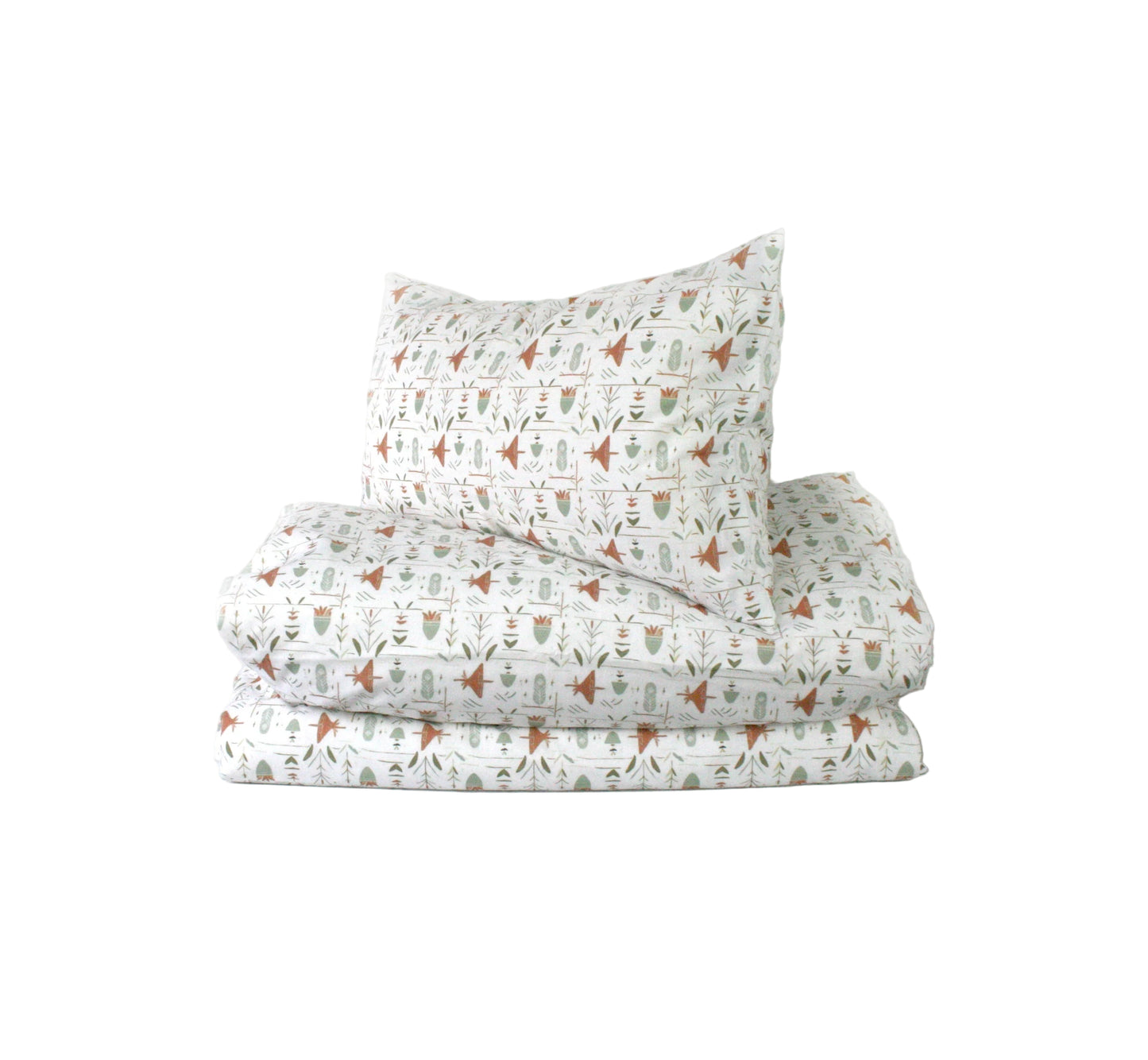 Påslakanset Skogsbryn Bomullssatin Vit Mönstrad 210×150 cm