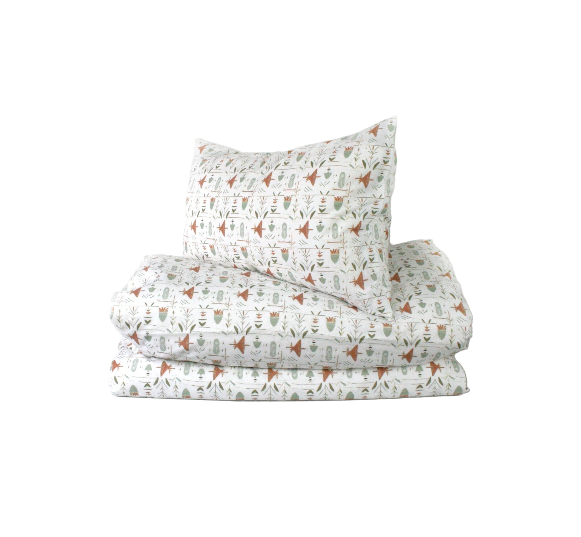 Påslakanset Skogsbryn Bomullssatin Vit Mönstrad 210×150 cm