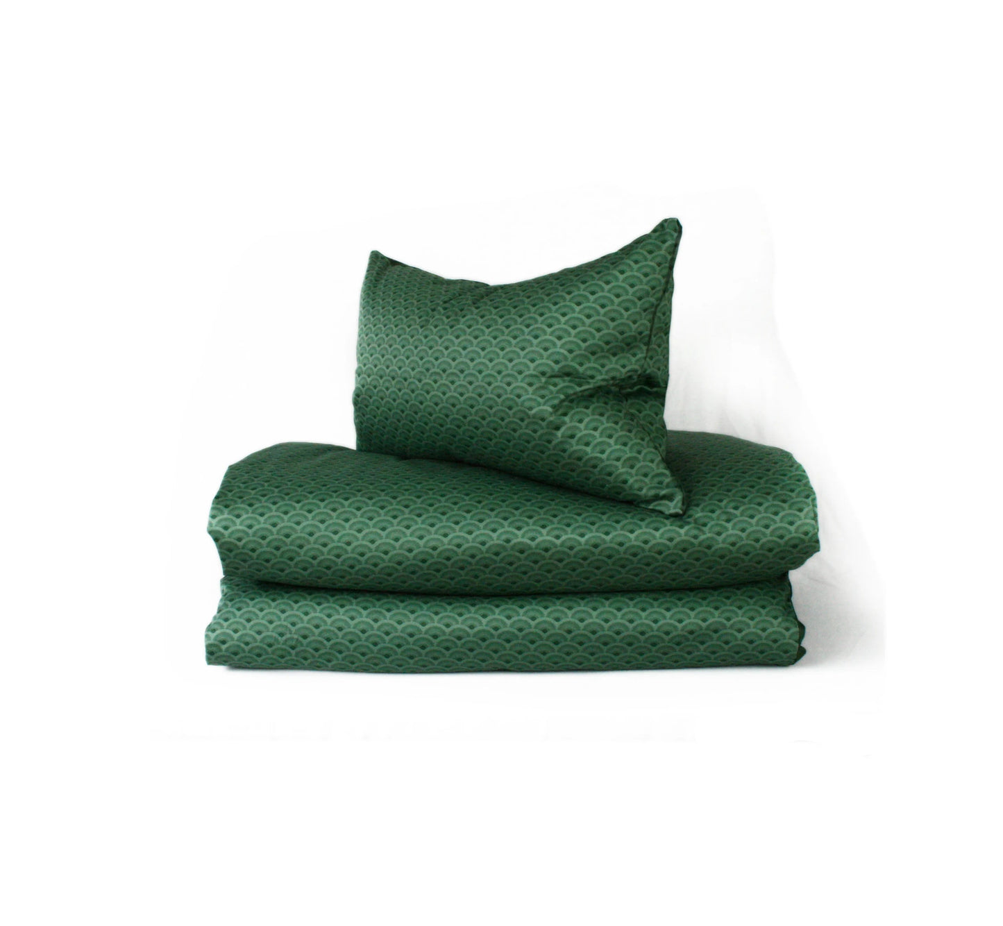 Påslakanset Vågor Bomullssatin Skogsgrön 210×150 cm