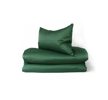 Påslakanset Vågor Bomullssatin Skogsgrön 210×150 cm