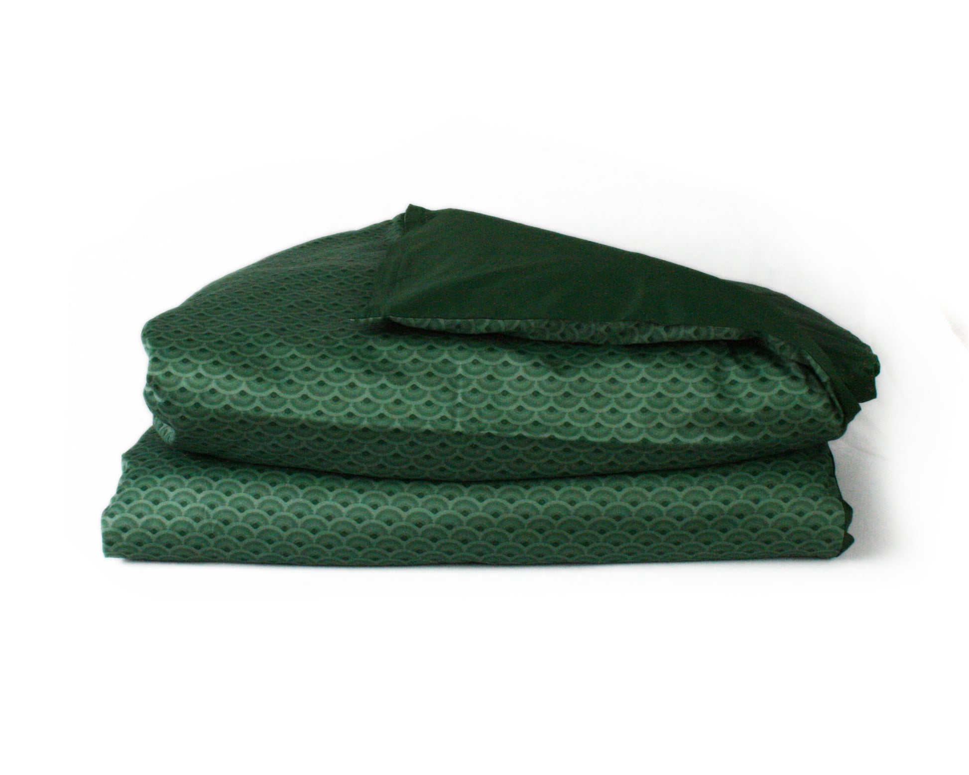 Påslakanset Vågor Bomullssatin Skogsgrön 210×150 cm, detaljbild